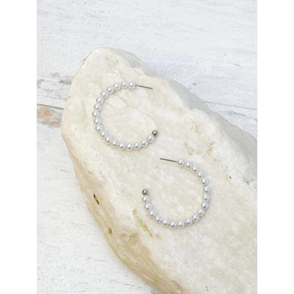 Simple Pearl Hoop Earrings